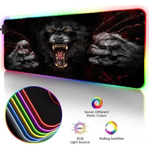 Gaming Mouse Pads Werewolf Printed Pattern RGB and Rubber Anti-slip Mice Mat Gaming Accessories for Office Work Gaming