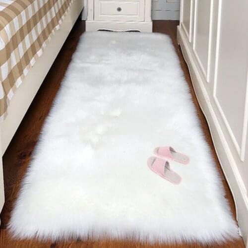 Artificial Sheepskin Plain Fluffy Rug Soft Home faux wool Carpet Chair Cover Rugs Bedroom Blanket Mat For Kids Living Room Tapis