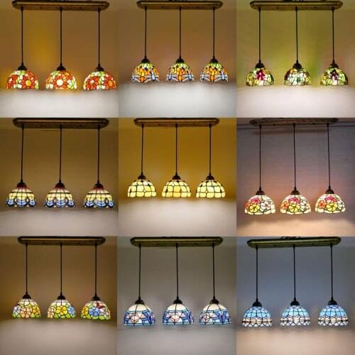 Tiffany Bar Restaurant Creative Living Room Bedroom Nordic Cafe Personality Simple Glass 3 Light Source Chandelier