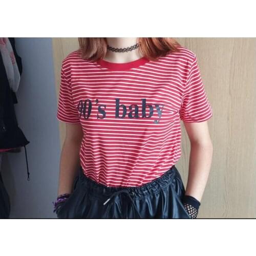 Summer Stripped T Shirt for Women Girls New Fashion Short Sleeve Tops Letter 90s Baby Casual Tshirt Harajuku Streetwear