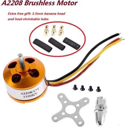 Hot!! 1pcs Brushless DC Electric Motor A2208 KV1100 KV1400 KV2600 For RC Fixed-wing KT-aircraft Quadcopter Multi-rotor aircraft