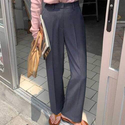 HziriP Hot Straight Women Trousers Loose High Waist Slim Casual Plus Size Work Wear 2021 New Autumn OL Solid Wide Leg Pants