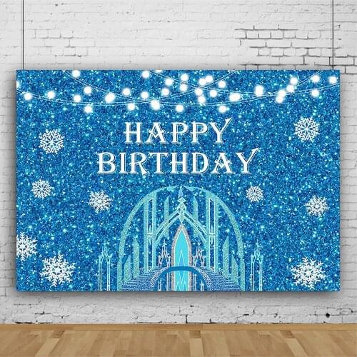 Mocsicka Winter Ice Snow Theme Happy Birthday Backdrops Snowflake Blue Baby Child Cake Smash Party Photography Background Bridge