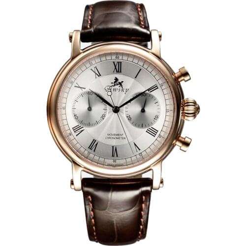 18K Rose Gold Plated 316L Stainless Steel Sapphire Crystal Men Skeleton St1901 Movement Chronograph Automatic Watch