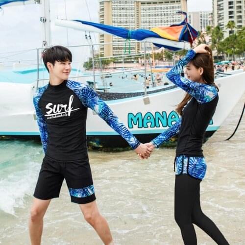 2020 newest women men swimsuit couple swimwear summer ladies beach wear long sleeves long pants print bathing suit maillot