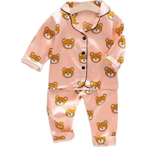 Baby Boys Girl Sleepwears Autumn New Baby Pyjamas Sets Cartoons Print Long Sleeve Top + Pants 2-Pce Suit Children Clothing Set