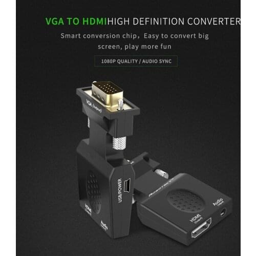 VGA to HDMI Converter hdmi vga adapter with Video 1080P 3.5mm AUX Audio Port for Projector PC Laptop HDTV
