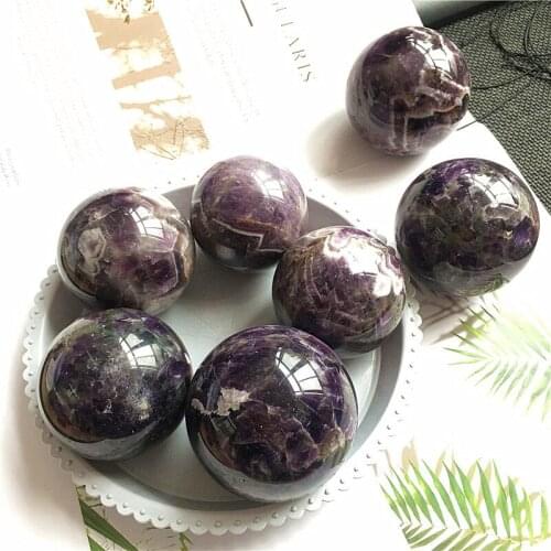 Natural Polished Dream Amethyst Ball Reiki Healing Stone Home Decoration Exquisite Gift