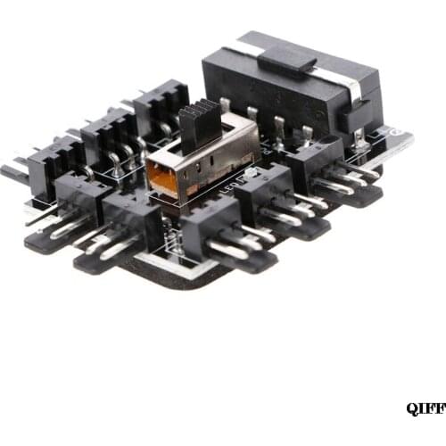 Drop Ship&Wholesale PC IDE Molex 1 To 8 Way Splitter Cooling Fan Hub 3-Pin 12V Power Socket PCB Adapter APR28