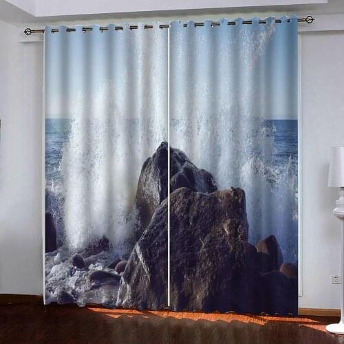 Custom Luxury Curtain Romantic style For Bedroom Kitchen Curtains Living Room Sea waves Window Curtains 3d decor