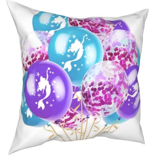 Mermaid balloon decorative pillow case simple style 3D printing pillow case 45cm linen pillow case sofa decoration