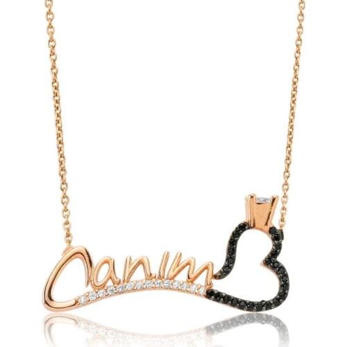 Silver Dearie Written Solitaire Heart Woman Necklace