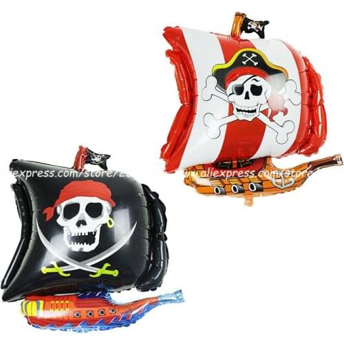 Cartoon Halloween Skull Print pirate ship pattern aluminum balloons birthday party balloons childrens toy party decoration