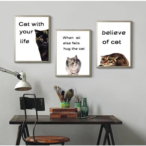 Nordic Animals Cool Cat Canvas Painting Wall Art Canvas Chic Poster Prints Concise Wall Pictures For Living Room Home Decor Art