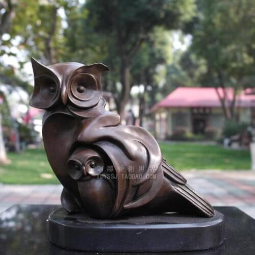Sculpture mother and child owl copper sculpture crafts decoration collection home decoration gift craft Home