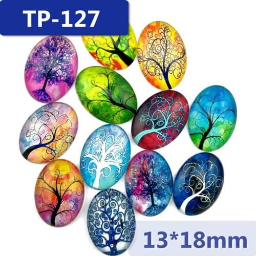 ZEROUP 13x18mm oval photo glass cabochon mixed patterns fit pendant base setting for flat back jewelry embellishment 50pcs/lot