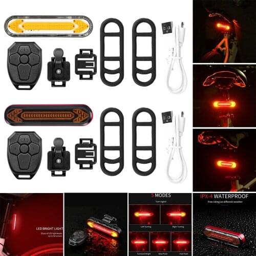 LED Remote Control Bike Rear Lights Bicycle Turn Signal Warning Taillight
