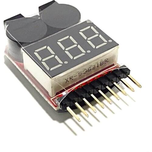 2 IN 1 1-8S Lipo/Li-ion/Fe Battery Voltage Tester Low Voltage Buzzer Alarm Checker For Vehicles & Remote Control Toys