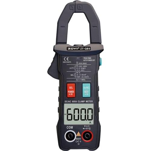 600A Clamp Meter Digital ZT-QB9 T-RMS Smart Current Ammeter Auto Rang Multimeter Capacitor Voltage NCV Professional Tester