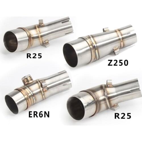 Universal 51mm Motorcycle Exhaust Muffler Middle Stainless steel Mid Link Pipe For Kawasaki R250 ER6N NINJIA 250 Z250 Z250SL