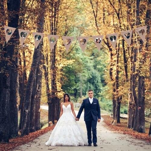 Vintage Wedding Lace Banner Background 10pcs Flags Burlap Lace Photo Frame Bunting Banner DIY Garland Home Party Festival Decor