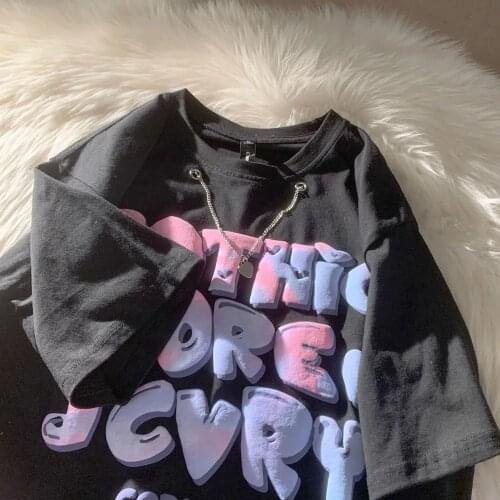 Short Sleeve Womens 2021 New Fashion Design Sense Minority Necklace T-shirt for Boys and Girls