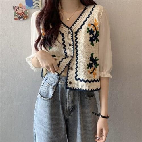 Kimono Shirts Women Embroidery Vintage Leisure V-Neck Design Fashion Harakuju Kawaii Retro Tops Japanese Style Feminine 31186