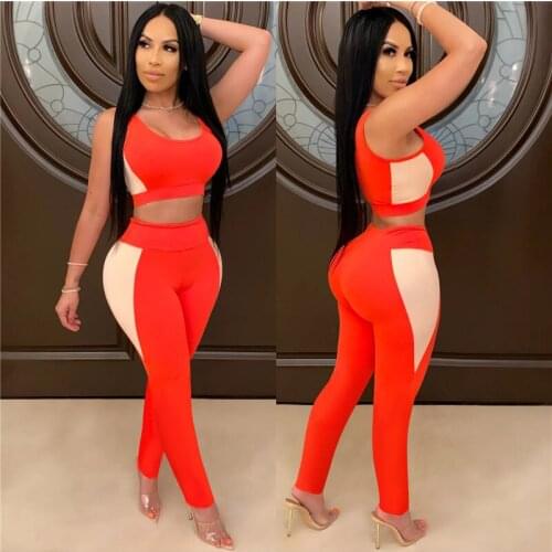 Hirigin 2pcs Women Suits New Sleeveless Tank Top Long Trousers Bodycon Casual Clothing Sets Female Summer Sports Costume Suits