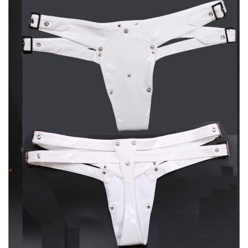 Women Adjustable Waist Panties Low Waist Narrow Crotch T-Back Tanga PVC Latex Leather Mirror Thong G-Strings T Crotch Lady Panty