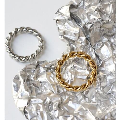 New Tarnish Free Gold Silver Color Bold Twisted Rope Chain Stainless Steel Rings For Women Minimalist Ladies Jewelry Ring