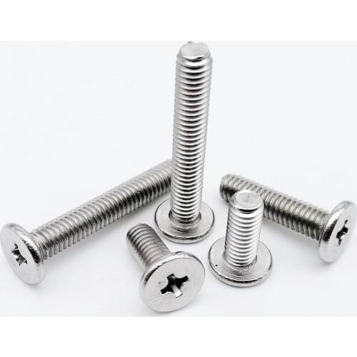 10/50pcs CM M1.4 M1.6 M2 M2.5 M3 M4 M5 M6 A2 304 Stainless Steel Cross Phillips Ultra Thin Super Low Flat Wafer Head Screw Bolt