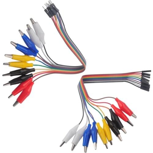 2 in 1 Alligator Clip to Dupont Wire 10pin 20cm Male /Female, Crocodile Clip for Test Lead,For Arduino Raspberry pi Makey FZ3340