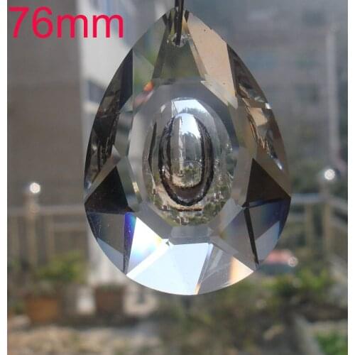 40pcs/lot 76mm Clear Crystal Lighting Accessories Longan Shape Suncatcher Crystal Prisms Glass Trimming Pendant