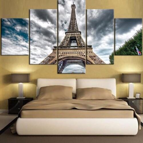 5 Pcs Frameless Hd Printing Painting Modern Famous America Local Building Eiffel Tower Type Poster Home Decoative Living Room