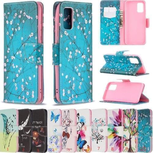 50pcs/lot Printed Patterns Flip Phone Case For Samsung Galaxy A32 4G A02 M02 Case +Stand Holder