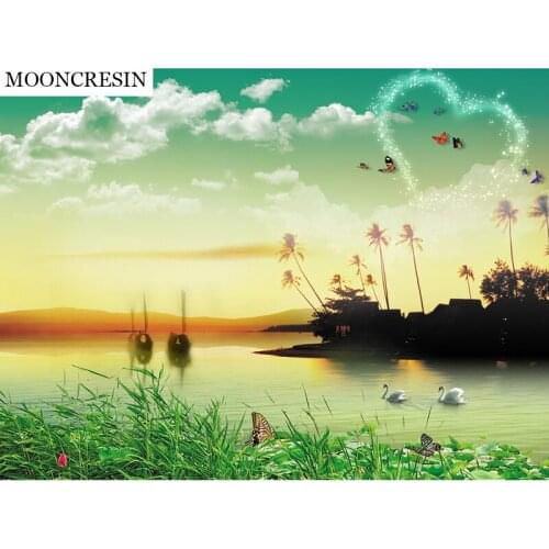 5D Diy Diamond Painting Full Square New Arrival Scenery Sky Diamond Embroidery Cross Stitch Swan Crystal Mosaic Decoration Home