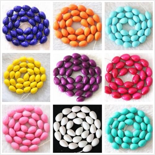 A+ Newly Glass synthetic Pearl beads colorful teardrop waterdrop 9x13mm DIY jewelry Necklace Bracelet clothing accessories15"R1