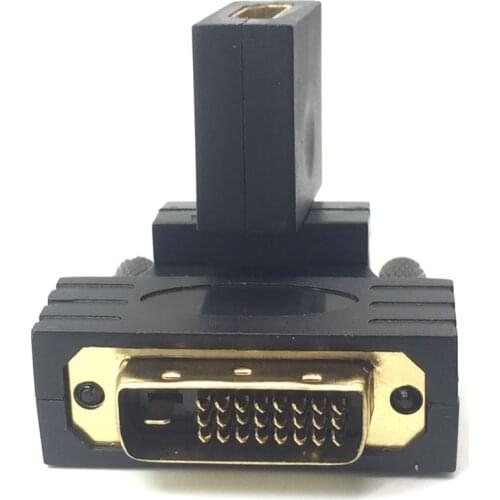 360 Degree DVI to HDMI-compatible Adapter DVI-D 24+1 Male to HDTV Female Righr Angled Connector Converter for HD Projector