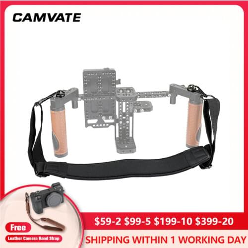 CAMVATE Padded Shoulder Neck Strap With Quick Release Buckles & D Shape 1/4"-20 Thread Screw Bolt For DSLR Camera Monitor/ Cage