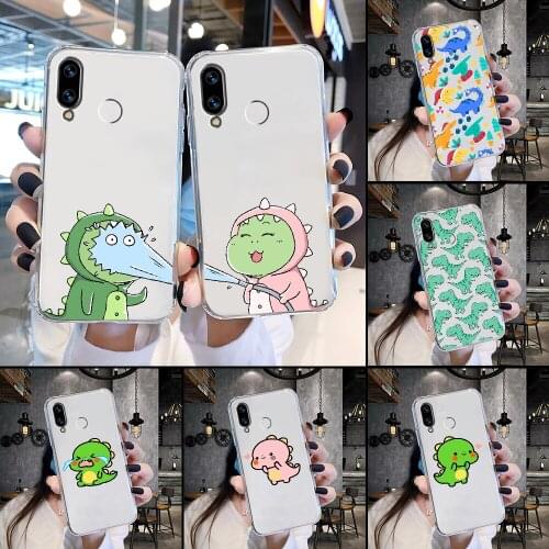 Dinosaur Best Friends Couple Phone Case Transparent For Huawei Honor 6 7 8 9 10 10i 20 A C X Lite Pro Play transparent silicone