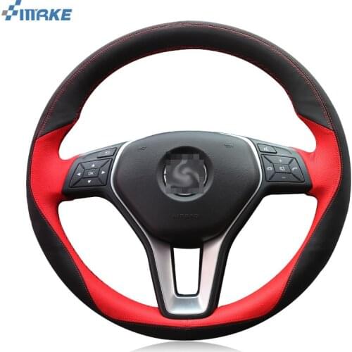 For Benz E300L E260L E200R350 Steering Wheel Cover DIY Hand-stitched Car Interior Case Top Leather