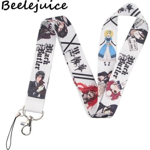 Black Butler Neck Strap Lanyard keychain Mobile Phone Strap ID Badge Holder Rope Key Chain Keyrings Accessories webbings ribbons