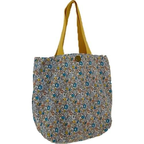 Floral Portable Lunch Bag Cotton Fabric Picnic Food Bags Girls Lunch Pouch Casual Ladies Mini Hand Bag Durable Shopping Handbag