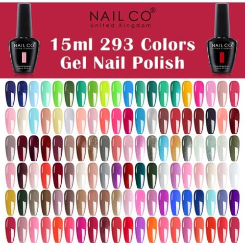 NAILCO 15ml Black White Red Pink ColorGel Nail Polish 293 Color Series Vernis UV Nail Gel Nail Art Glitter All For Manicure Set