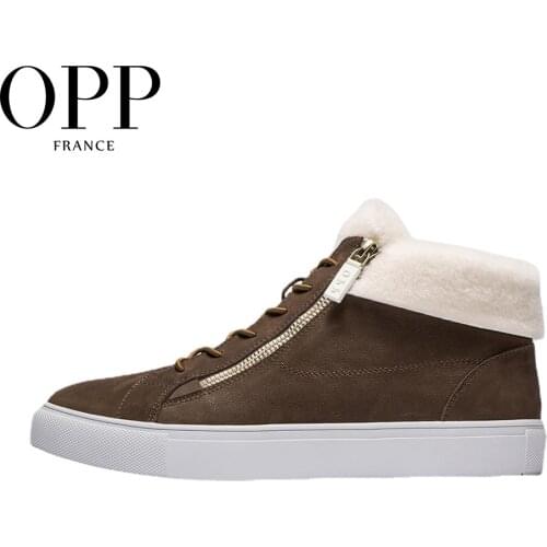 OPP Men Boots Anti-Skidding Leather Shoes Men OPP Popular Comfy Spring Autumn Men Shoes Short Plush Snow Boots Durable Outsole