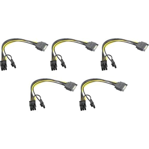 15Pin SATA Male to 8Pin(6+2) PCI-E Power Supply Cable SATA Cable 15-Pin to 8 Pin Cable 18AWG Wire for Graphic Card
