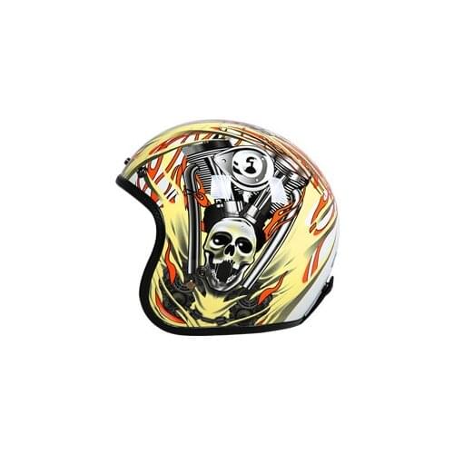 Cool Motorcycle Helmet 3/4 Open Face Retro Personality Man Woman Scooter Helmets Fiberglass Shell Casco Moto Capacete
