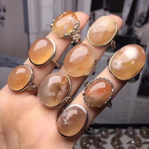MOONROCY Silver Color Chalcedony Rings White Oval Opal Vintage Party Ring for Women Girls Gift Dropshipping Jewelry Wholesale