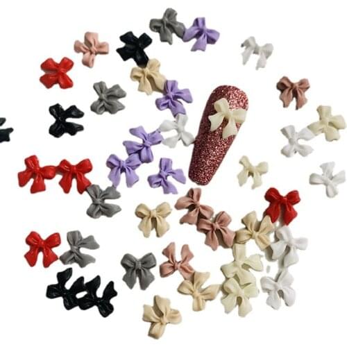 Beautiful Solid Color Butterfly Knot Resin Flat Back DIY Jewelry Accessories Rhinestone Nail Art Decorations 60pcs/lot
