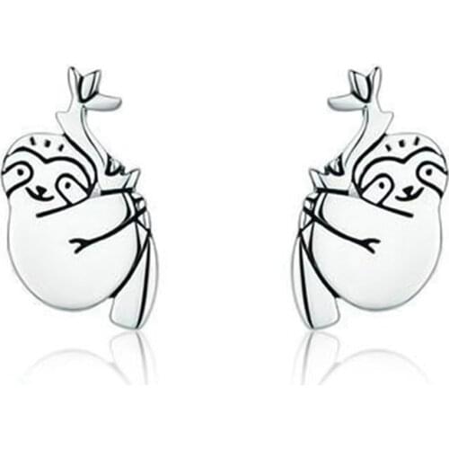 Cartoon Small Cute Lazy Sleepy Sloth Stud Earrings For Women Girls Lovely Sloth Earrings Charms Animal Jewelry Kids Gifts
